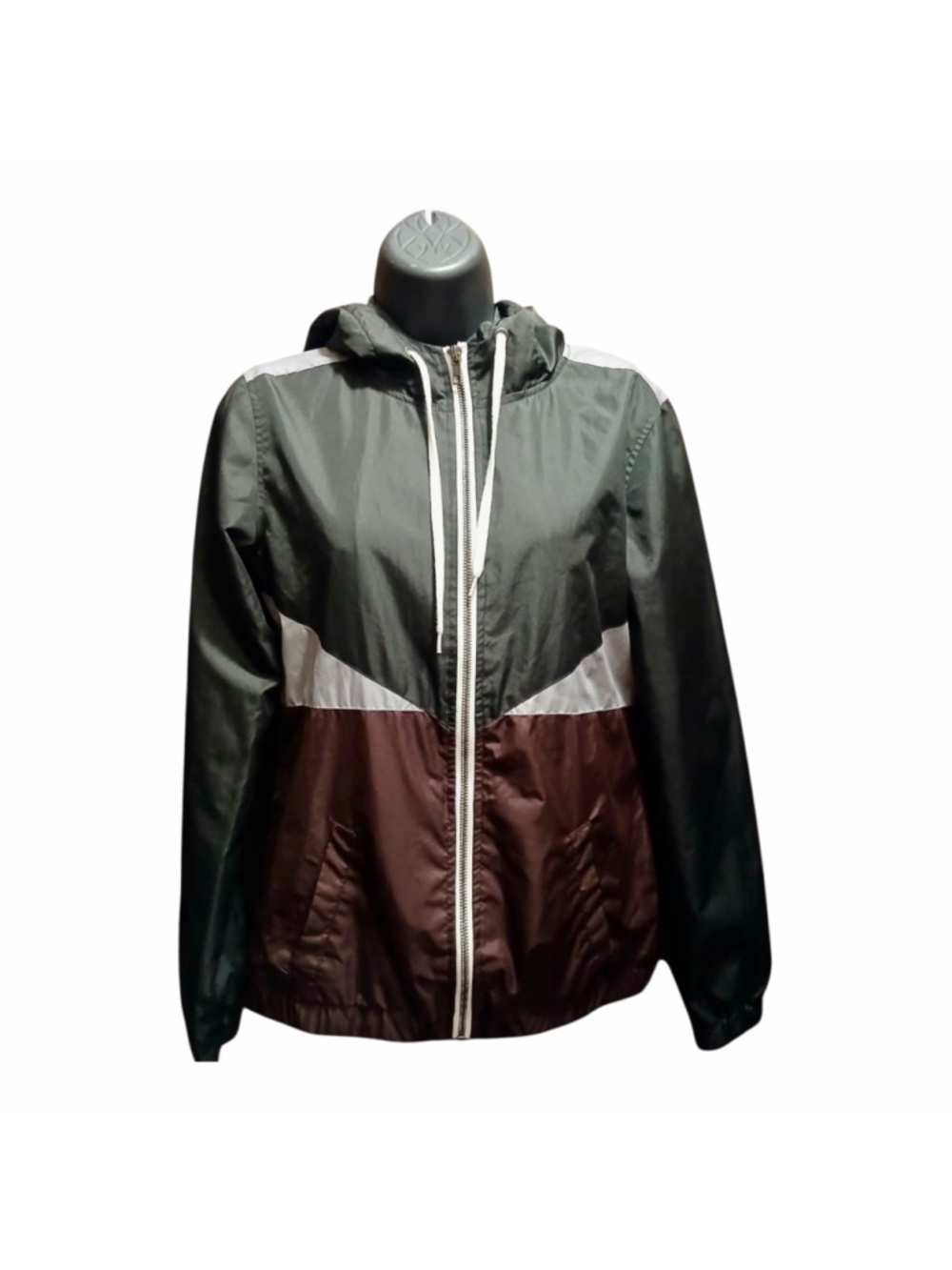 Zine Women's Hooded Windbreaker Jacket Black Gray Maroon Small -INV534 A7